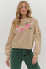 The Gannon Long Sleeve Sweater with Floral Embriodery