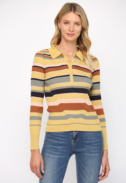 The Perkin Stripe Collared Sweater