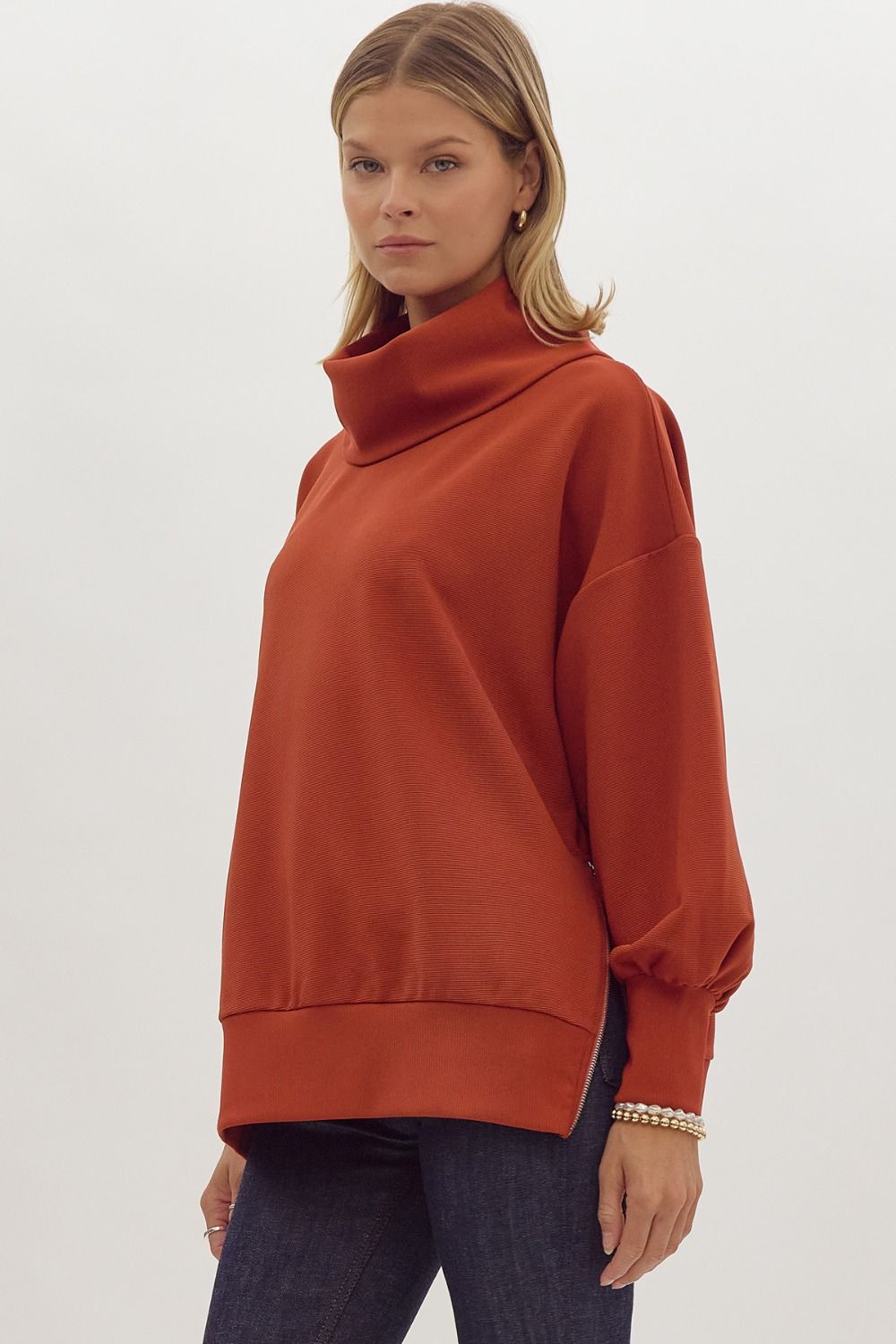 The Sloane Split Turtleneck Pullover