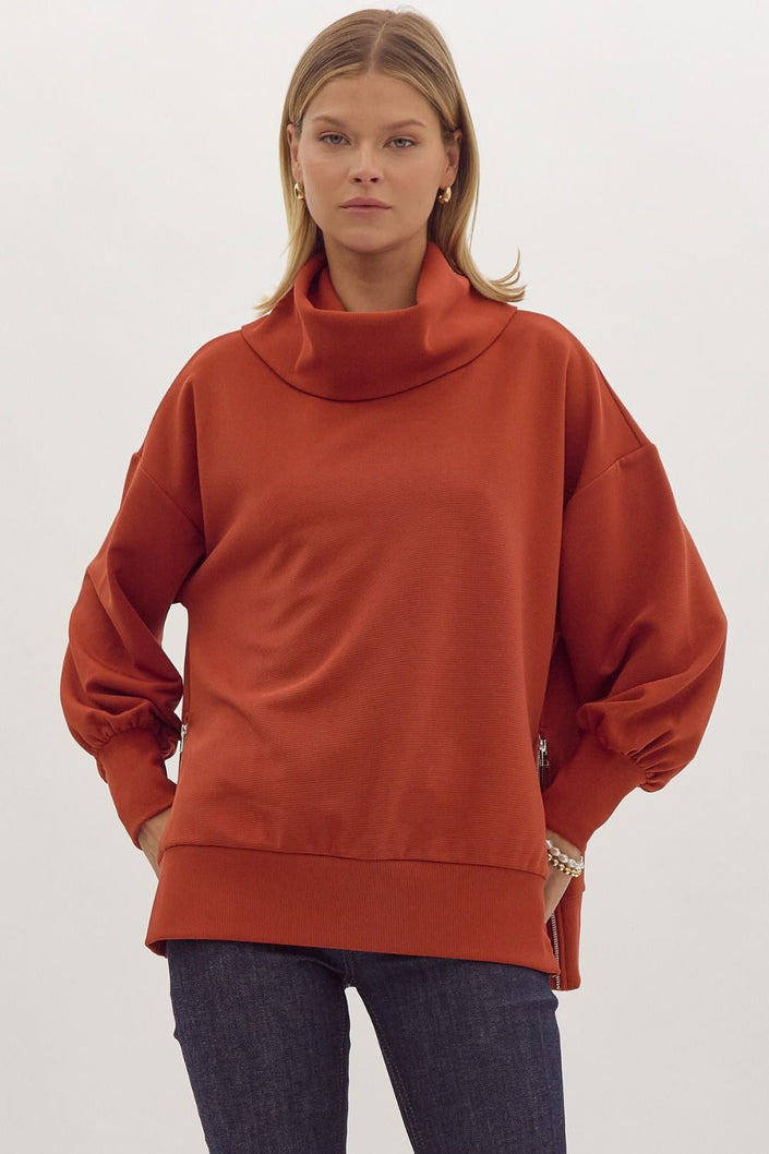 The Sloane Split Turtleneck Pullover