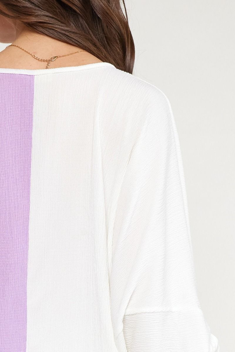 The Rye Color Block V-Neck Rouged Sleeve