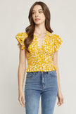 The Trip Floral Smocked Flutter Sleeve