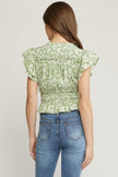 The Trip Floral Smocked Flutter Sleeve