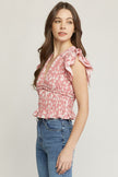The Trip Floral Smocked Flutter Sleeve
