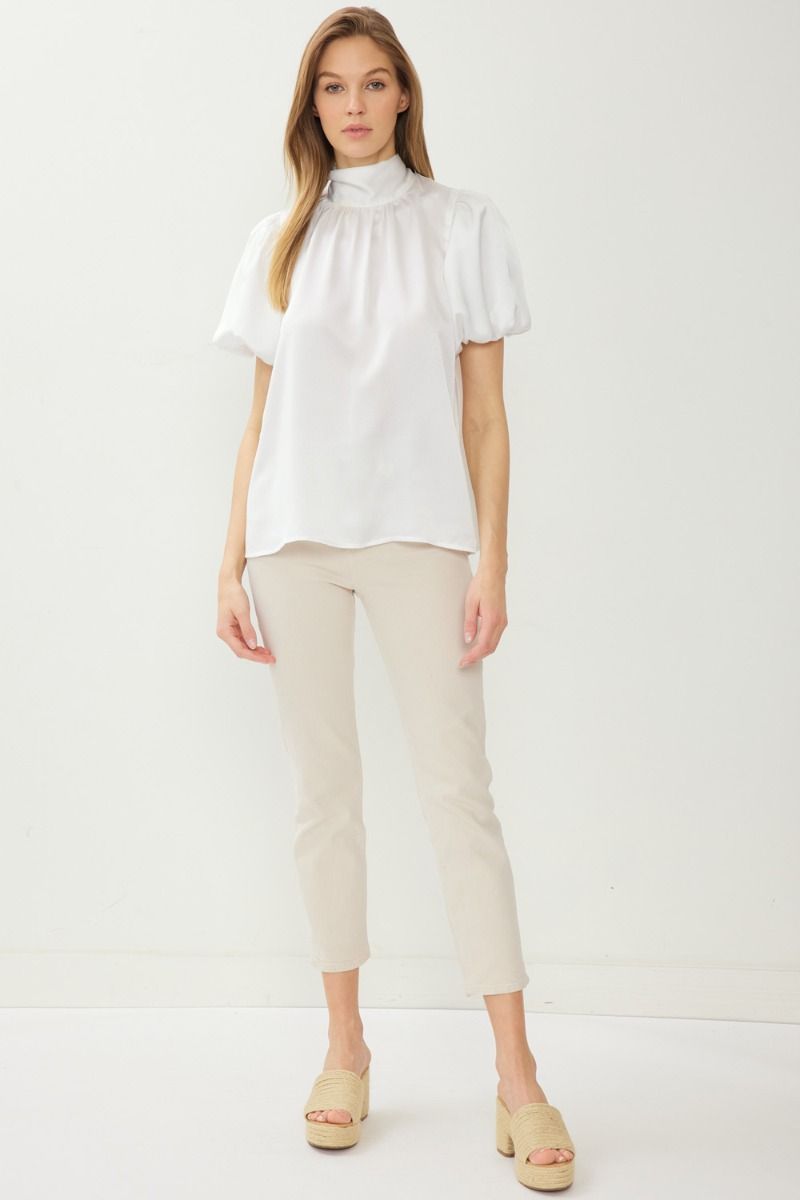 The Nylan Balloon Sleeve High Neck Top