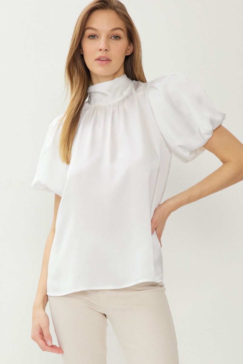 The Nylan Balloon Sleeve High Neck Top