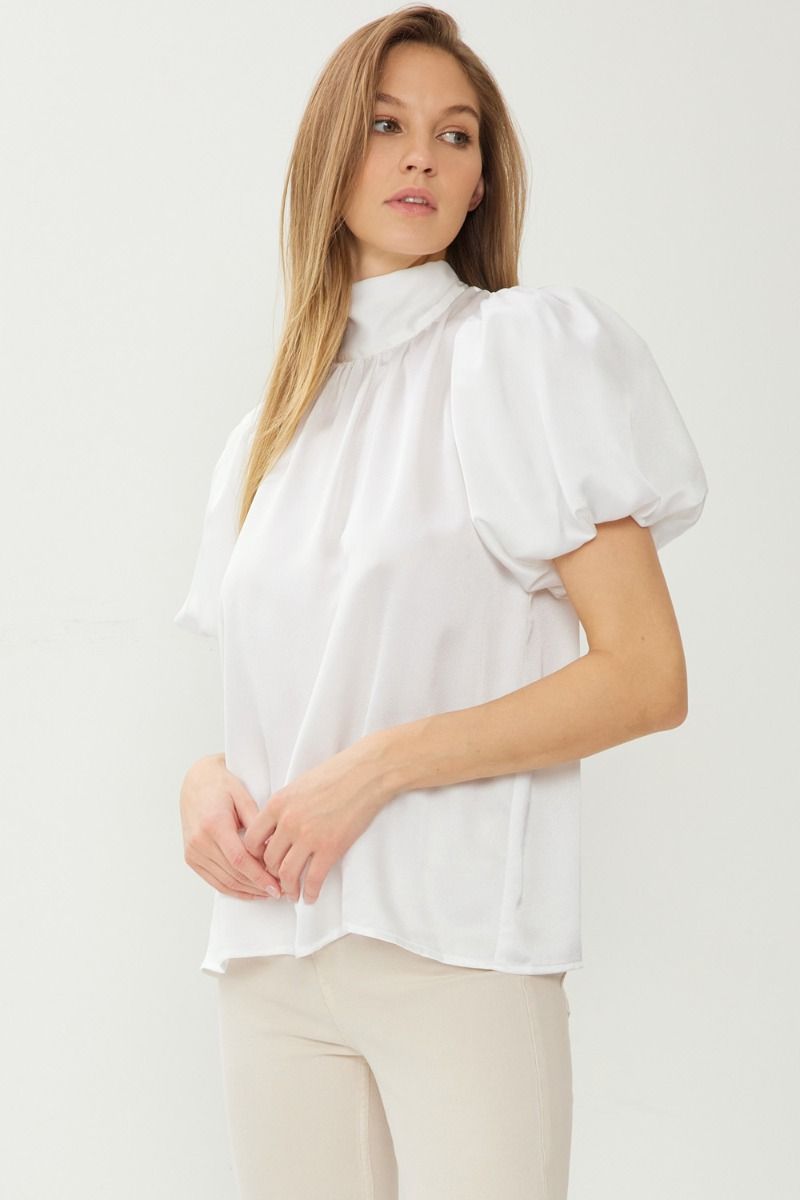 The Nylan Balloon Sleeve High Neck Top