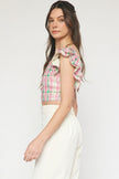 The Jett Plaid Ruffle Sleeve Crop