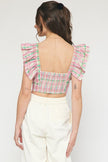 The Jett Plaid Ruffle Sleeve Crop