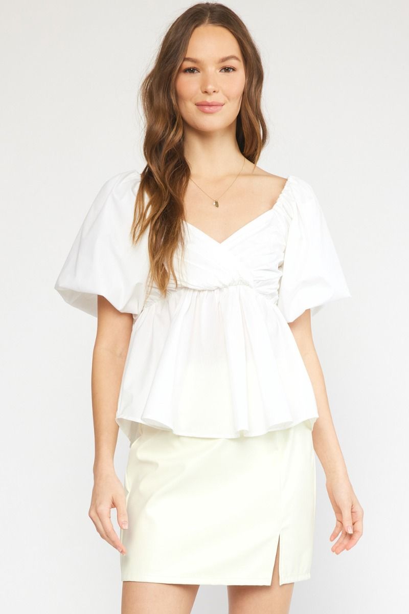 The Arie Bubble Sleeve Peplum Top