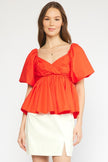 The Arie Bubble Sleeve Peplum Top