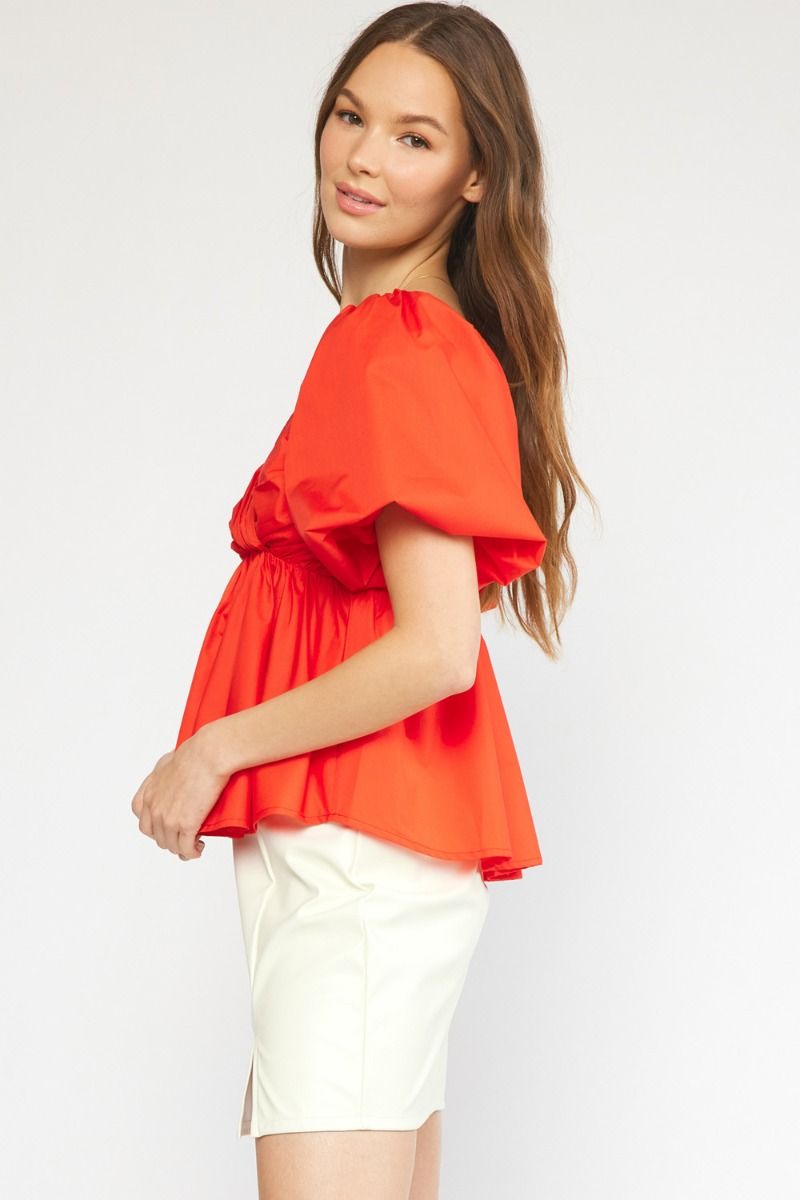 The Arie Bubble Sleeve Peplum Top