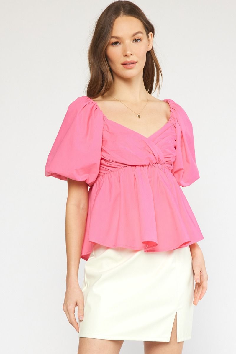 The Arie Bubble Sleeve Peplum Top