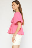 The Arie Bubble Sleeve Peplum Top