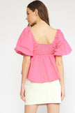 The Arie Bubble Sleeve Peplum Top