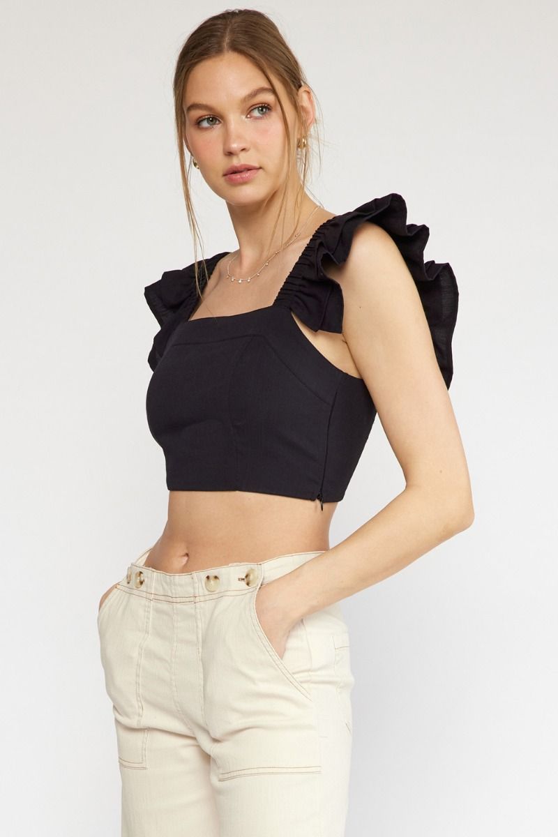 The Everson Ruffle Sleeve Crop Top