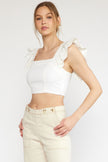 The Everson Ruffle Sleeve Crop Top