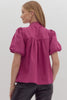 The Raven Puff Sleeve Crochet Button Up