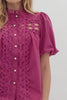 The Raven Puff Sleeve Crochet Button Up