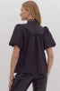 The Raven Puff Sleeve Crochet Button Up