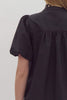 The Raven Puff Sleeve Crochet Button Up