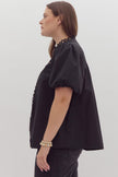 The Raven Puff Sleeve Crochet Button Up