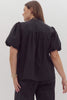 The Raven Puff Sleeve Crochet Button Up