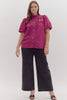 The Raven Puff Sleeve Crochet Button Up