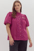 The Raven Puff Sleeve Crochet Button Up