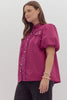 The Raven Puff Sleeve Crochet Button Up