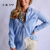 The Jamie Tooled Leather Denim Button Up