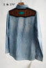 The Jamie Tooled Leather Denim Button Up