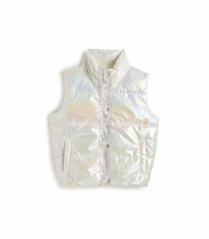 Girls Metallic Puffer Vest