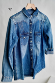 The Jamie Tooled Leather Denim Button Up
