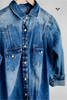 The Jamie Tooled Leather Denim Button Up