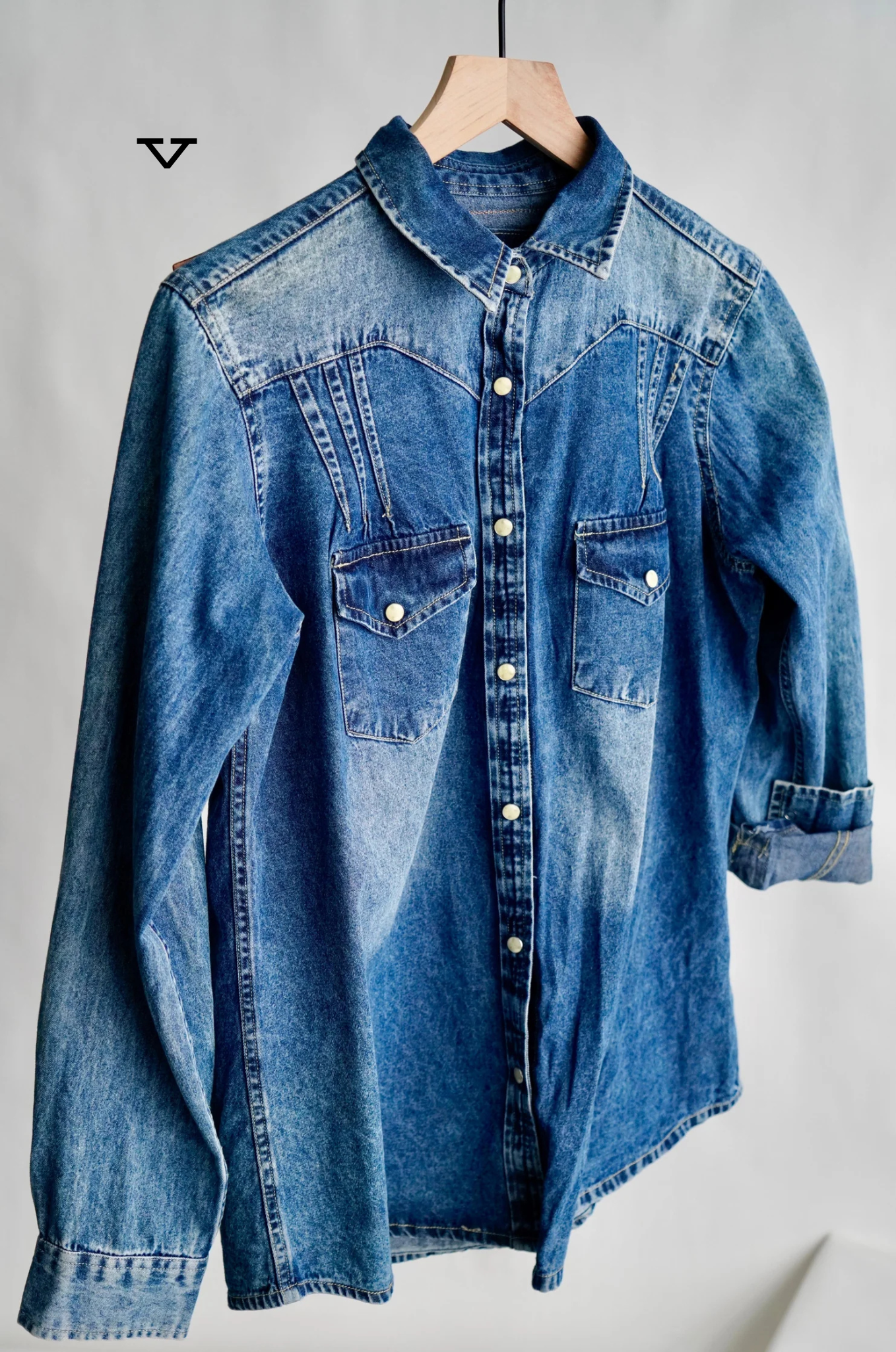 The Jamie Tooled Leather Denim Button Up