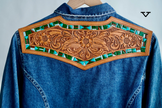 The Jamie Tooled Leather Denim Button Up