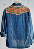 The Jamie Tooled Leather Denim Button Up