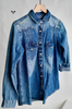 The Jamie Tooled Leather Denim Button Up